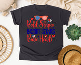 Bold Stripes Bright Stars Brave Hearts graphic tee in Graphite