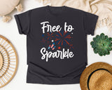 Free To Sparkle White graphic tee in Graphite
