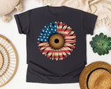 American Flag Sunflower graphic tee in Graphite