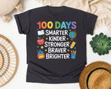 100 Days Smarter Kinder Stronger Braver Brighter graphic tee in Graphite