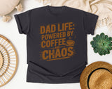 Dad Life Powered By Coffee And Chaos Brown graphic tee in Graphite