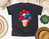 Patriotic Ice Cream Cone Red graphic tee in Graphite