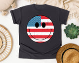 American Flag Smiley Face graphic tee in Graphite