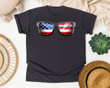 American Flag Sunglasses graphic tee in Graphite