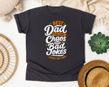 Best Dad Fueling Chaos And Bad Jokes White graphic tee in Graphite