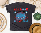 You Look Like The 4th Of July Blue graphic tee in Graphite
