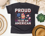 Proud To Be An American Pink graphic tee in Graphite
