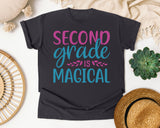 Second Grade Is Magical Script graphic tee in Graphite