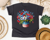Patriotic Flower Bouquet graphic tee in Graphite