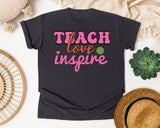 Teach Love Inspire Pink graphic tee in Graphite