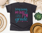 Roaring My Into 7th Grade graphic tee in Graphite