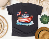 Patriotic Fishing Boat graphic tee in Graphite
