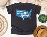 My Heart Belongs To America Blue graphic tee in Graphite