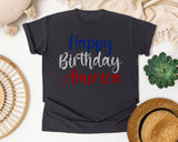 Happy Birthday America Grey graphic tee in Graphite