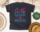 Sixth Grade Is Magical Script graphic tee in Graphite