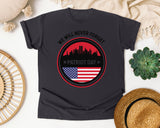 We Will Never Forget Patriot Day White 2 graphic tee in Graphite