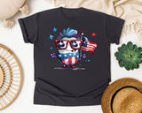 Patriotic Character With Flag graphic tee in Graphite