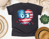 Patriotic Heart With Eyes graphic tee in Graphite