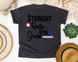 Straight Outta 4th Grade Alarm Clock graphic tee in Graphite