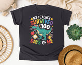 My Teacher Survived 100 Days Of Me Dino graphic tee in Graphite