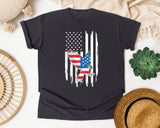 Flying Eagle American Flag graphic tee in Graphite
