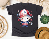 Patriotic Kid With Cap graphic tee in Graphite