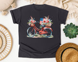 Bicycle With Flag And Flowers graphic tee in Graphite