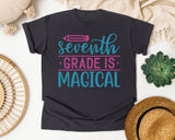Seventh Grade Is Magical Script graphic tee in Graphite
