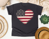 American Flag Heart Red 4 graphic tee in Graphite
