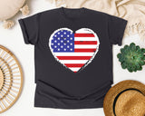 American Flag Heart White graphic tee in Graphite