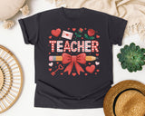 Teacher Hearts And Roses graphic tee in Graphite