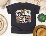 Teacher Life Pencils graphic tee in Graphite