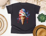 Patriotic Ice Cream Cone Grey graphic tee in Graphite