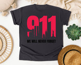 We Will Never Forget White 2 graphic tee in Graphite