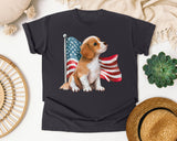 Puppy With American Flag graphic tee in Graphite
