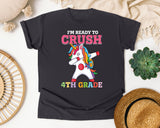 Im Ready To Crush 4th Grade Unicorn graphic tee in Graphite