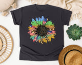 Patriotic Sunflower graphic tee in Graphite