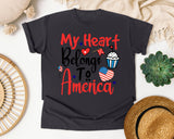 My Heart Belongs To America Red graphic tee in Graphite