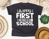 Happy First Day Of School White 2 graphic tee in Graphite