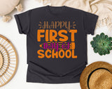 Happy First Day Of School White 2 3 graphic tee in Graphite