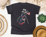 Golf Bag American Flag graphic tee in Graphite