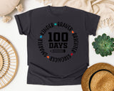 100 Days Smarter Kinder Braver Stronger White graphic tee in Graphite