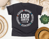 100 Days Smarter Kinder Braver Stronger White 2 graphic tee in Graphite