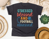 Stressed Blessed And Football Obsessed graphic tee in Graphite