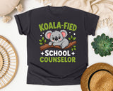 Koala-fied School Counselor Light Print Graphic Tee graphic tee in Graphite
