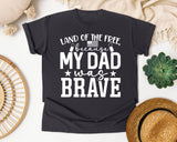 Land Of The Free Because My Dad Was Brave White 2 graphic tee in Graphite