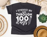 I Sparkled My Way Through 100 Days White 2 graphic tee in Graphite