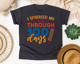 I Sparkled My Way Through 100 Days White 2 3 graphic tee in Graphite