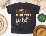 My Heart Is On That Field Gold graphic tee in Graphite