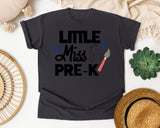 Little Miss Pre-K Paintbrush graphic tee in Graphite